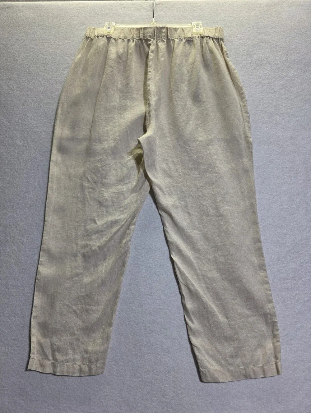 QUINCE 100% EUROPEAN LINEN TAPERED ANKLE PANTS SAND SIZE L